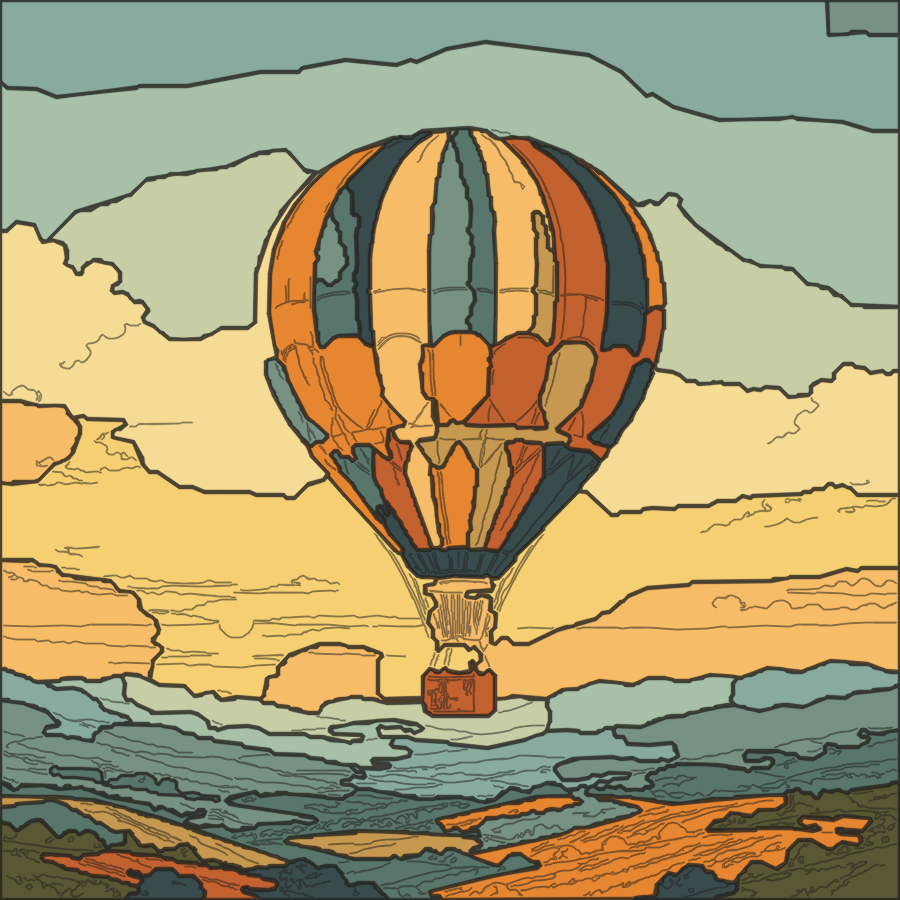 Colour-by-region hot-air balloon made in EtchMotion