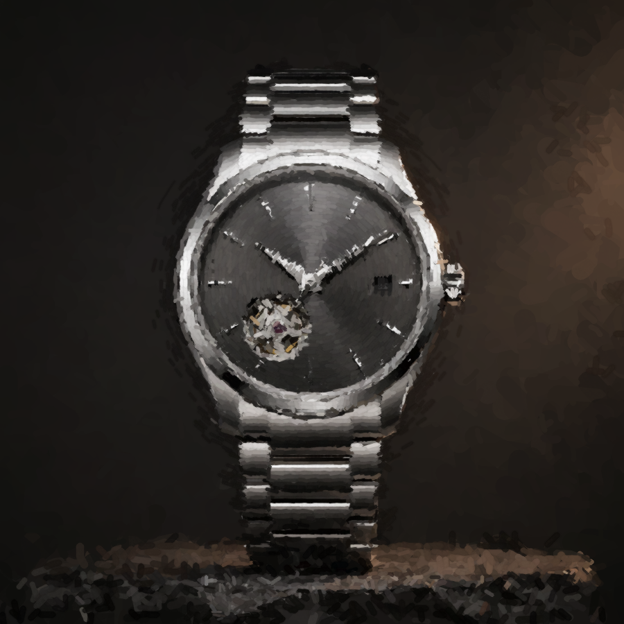 Painted mechanical watch made in EtchMotion