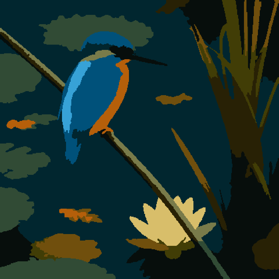 Colour-by-region kingfisher artwork