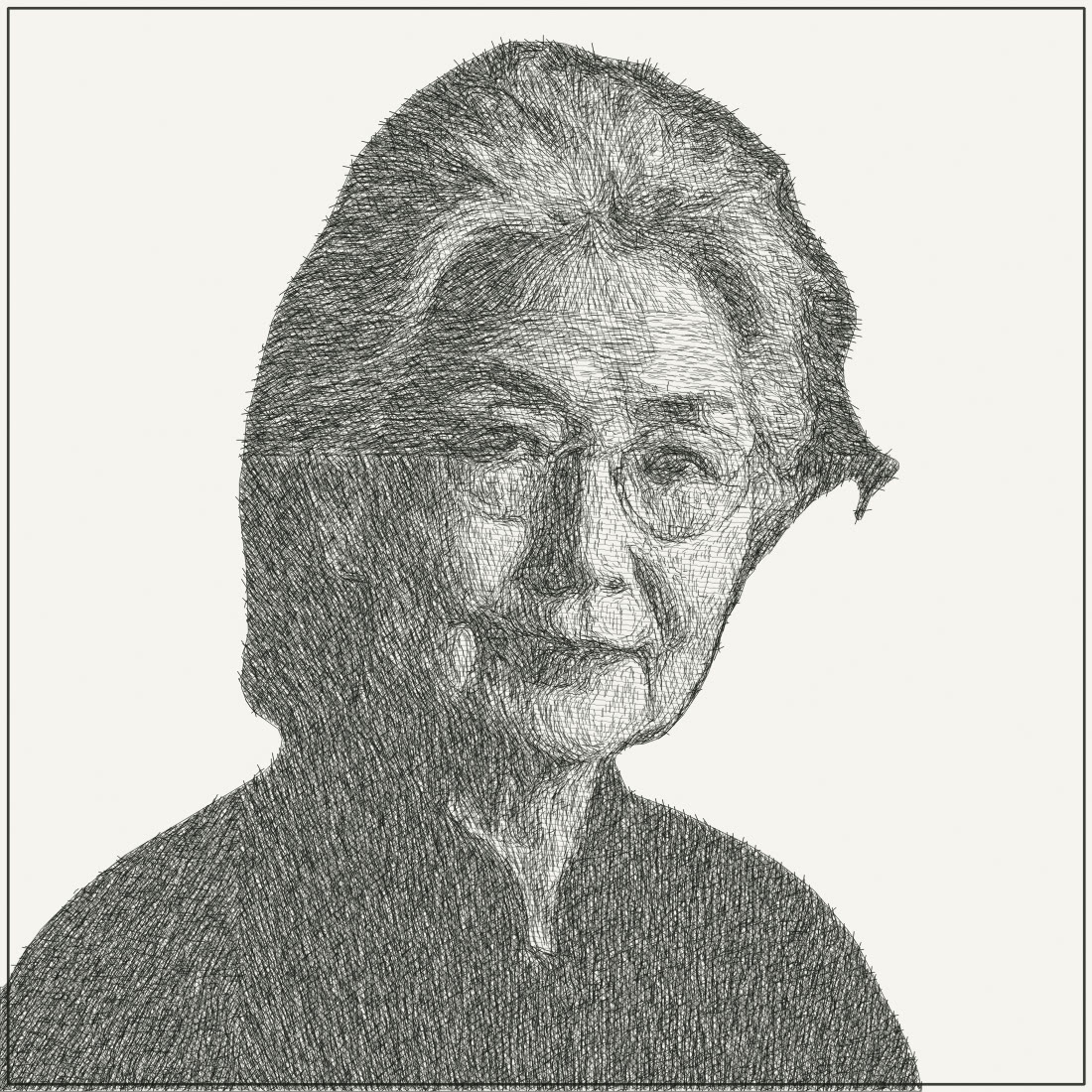 Detailed engraved portrait of a fictional watchmaker