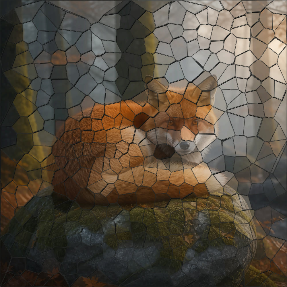 Ceramic mosaic artwork of a red fox
